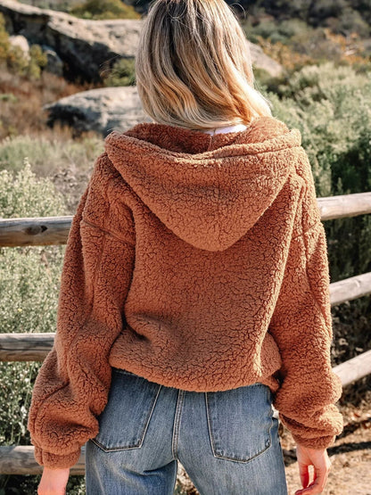 Maisie | Cosy Oversized Hooded Teddy Jacket with Front Pockets
