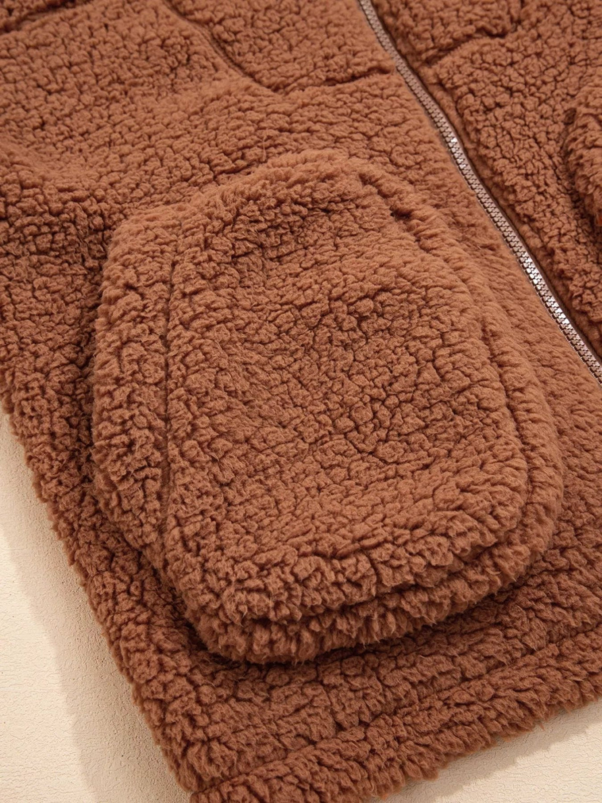 Maisie | Cosy Oversized Hooded Teddy Jacket with Front Pockets