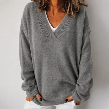 Zenna | Relaxed Deep V-Neck Knit Jumper