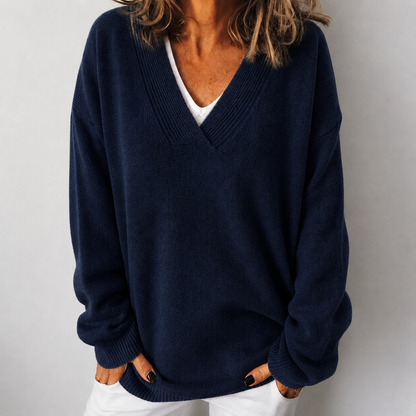 Zenna | Relaxed Deep V-Neck Knit Jumper