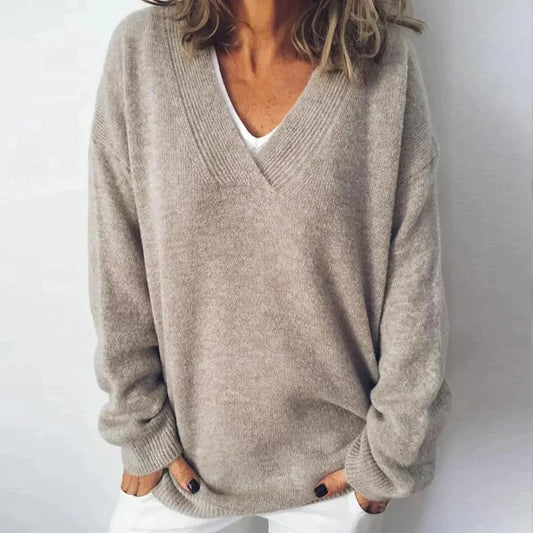 Zenna | Relaxed Deep V-Neck Knit Jumper