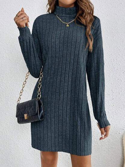 Romy | Ribbed Knit Turtleneck Bodycon Mini Dress