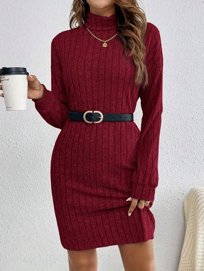 Romy | Ribbed Knit Turtleneck Bodycon Mini Dress