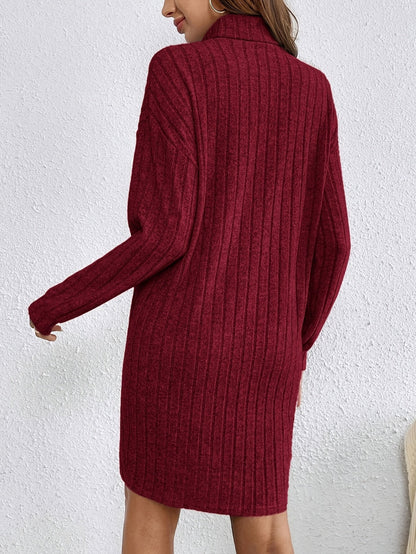 Romy | Ribbed Knit Turtleneck Bodycon Mini Dress