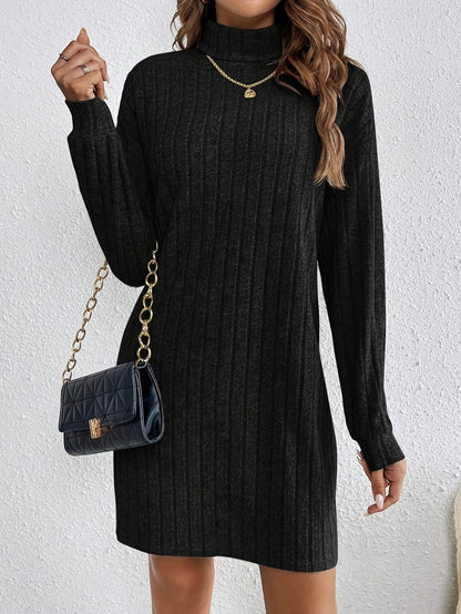 Romy | Ribbed Knit Turtleneck Bodycon Mini Dress