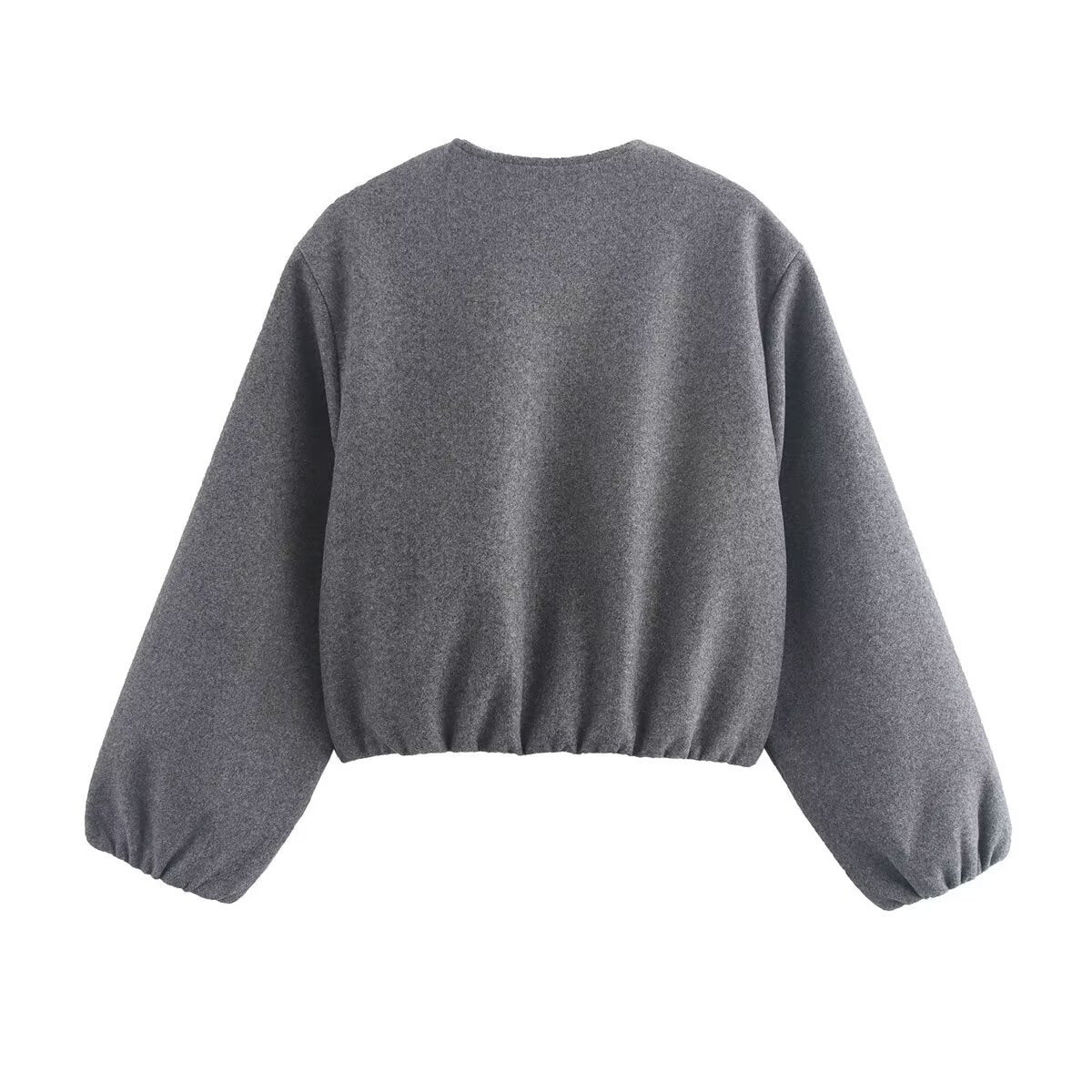 Cindy | Elegant Cropped Relaxed Wool Bomber Jacket