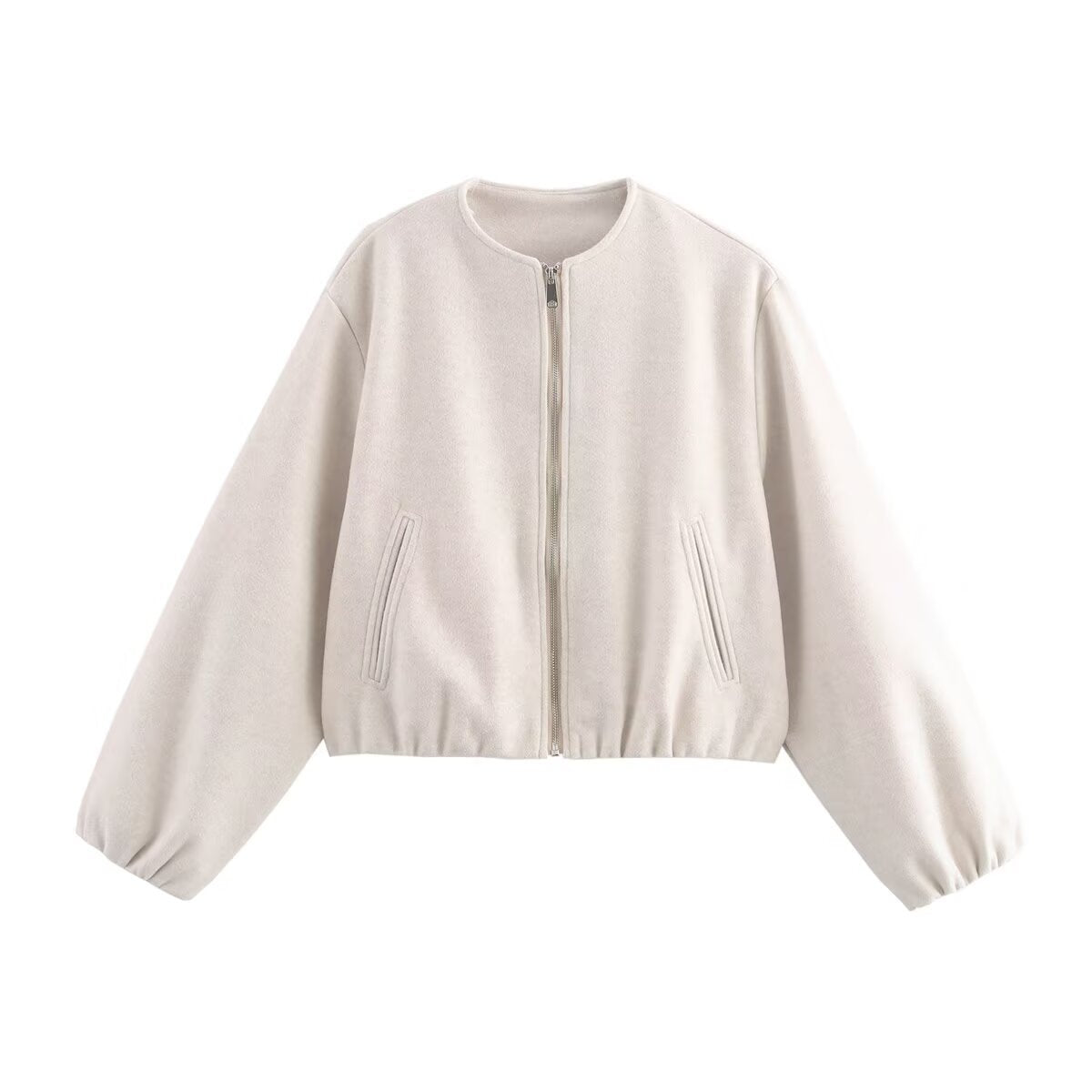 Cindy | Elegant Cropped Relaxed Wool Bomber Jacket