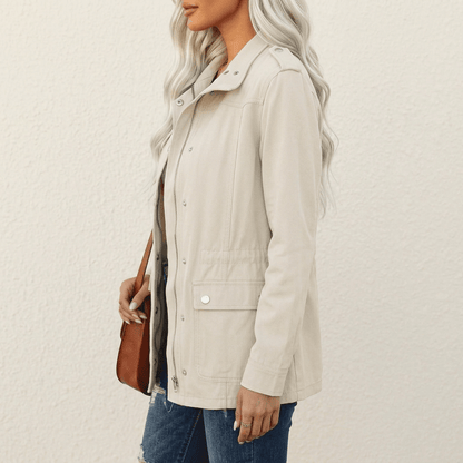Rowan | Utility Zip-Up Field Jacket in Beige
