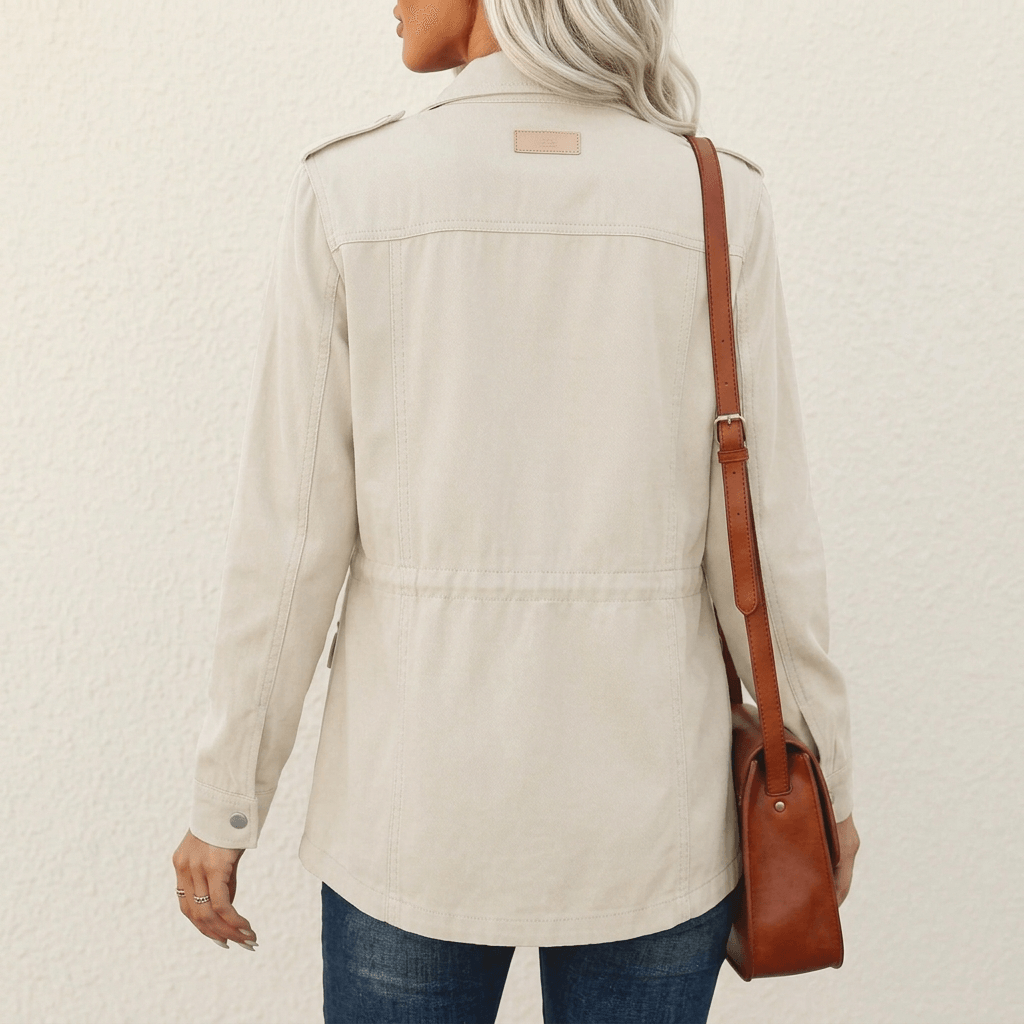 Rowan | Utility Zip-Up Field Jacket in Beige