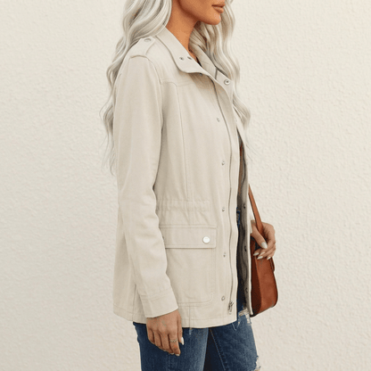 Rowan | Utility Zip-Up Field Jacket in Beige