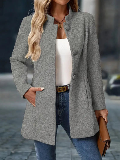 Emery | Stand-collar Single-breasted Mid-length Tailored Coat