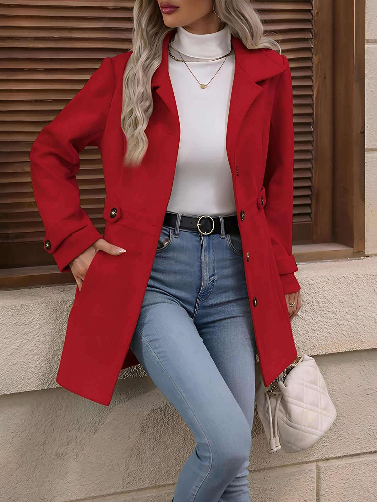 Charlotte | Fitted Double-Breasted Trench Coat with Gold Buttons