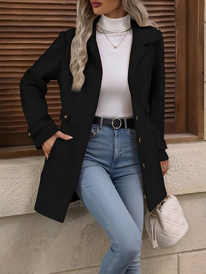 Charlotte | Fitted Double-Breasted Trench Coat with Gold Buttons