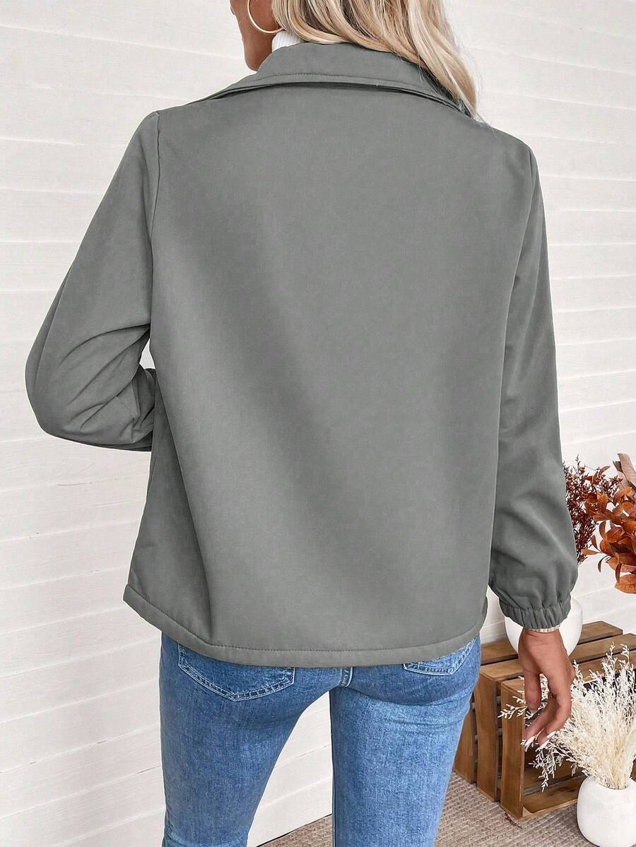 Erin | Fleece Lined Zip-Up Jacket with Elasticated Cuffs and Front Pockets