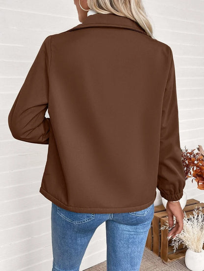 Erin | Fleece Lined Zip-Up Jacket with Elasticated Cuffs and Front Pockets