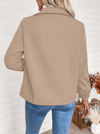 Erin | Fleece Lined Zip-Up Jacket with Elasticated Cuffs and Front Pockets