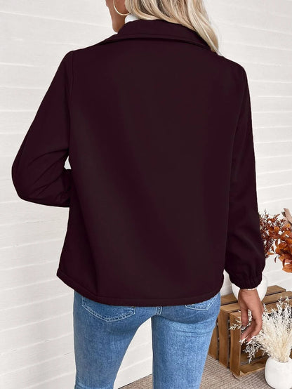Erin | Fleece Lined Zip-Up Jacket with Elasticated Cuffs and Front Pockets