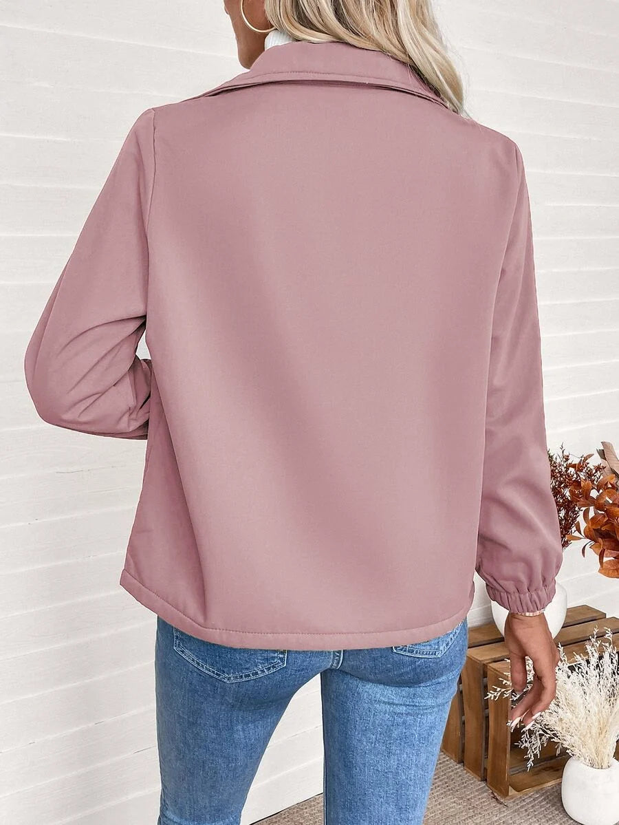 Erin | Fleece Lined Zip-Up Jacket with Elasticated Cuffs and Front Pockets