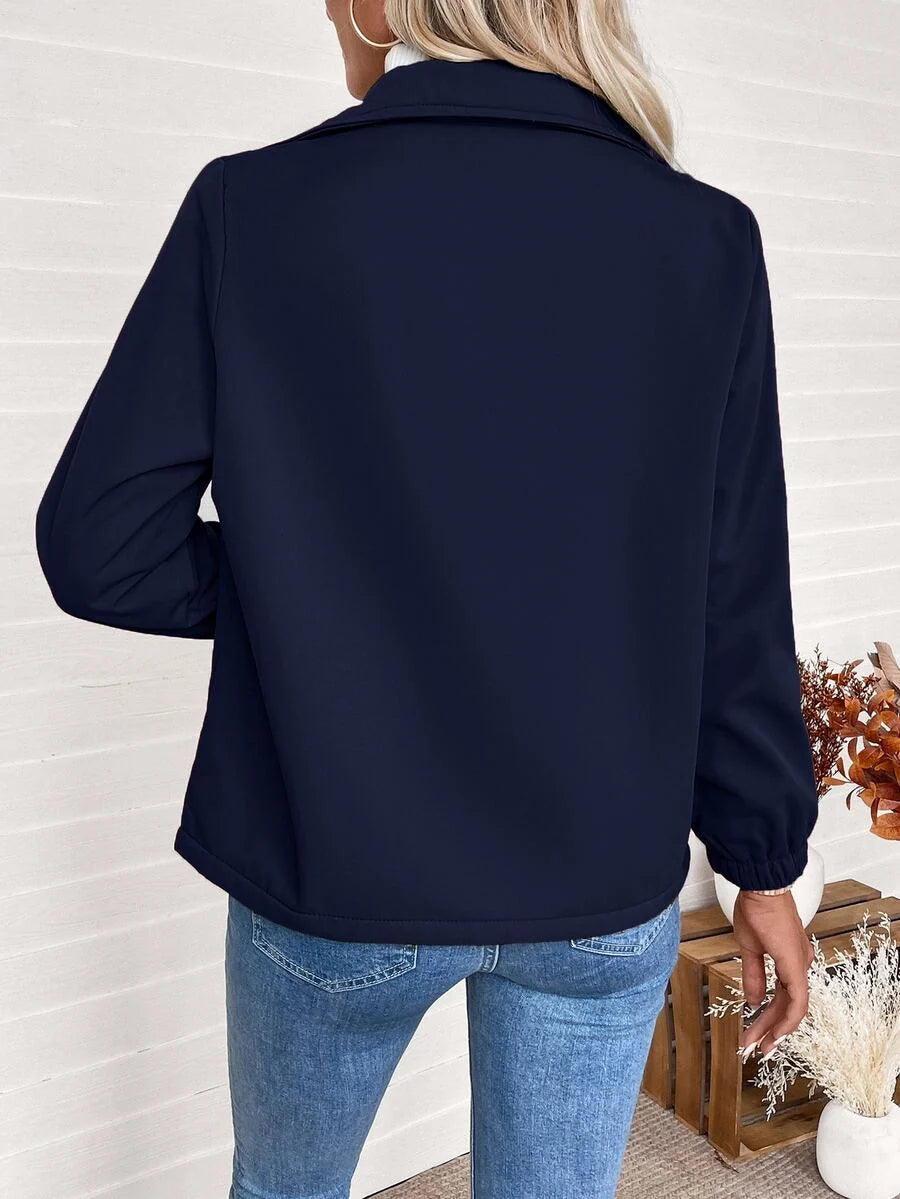 Erin | Fleece Lined Zip-Up Jacket with Elasticated Cuffs and Front Pockets