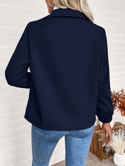 Erin | Fleece Lined Zip-Up Jacket with Elasticated Cuffs and Front Pockets