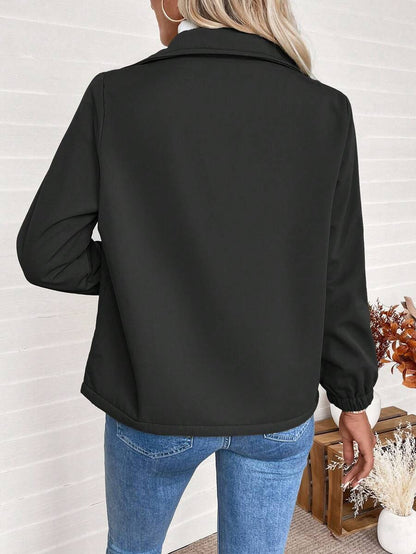 Erin | Fleece Lined Zip-Up Jacket with Elasticated Cuffs and Front Pockets