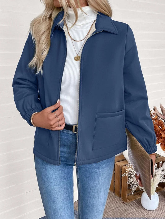Erin | Fleece Lined Zip-Up Jacket with Elasticated Cuffs and Front Pockets