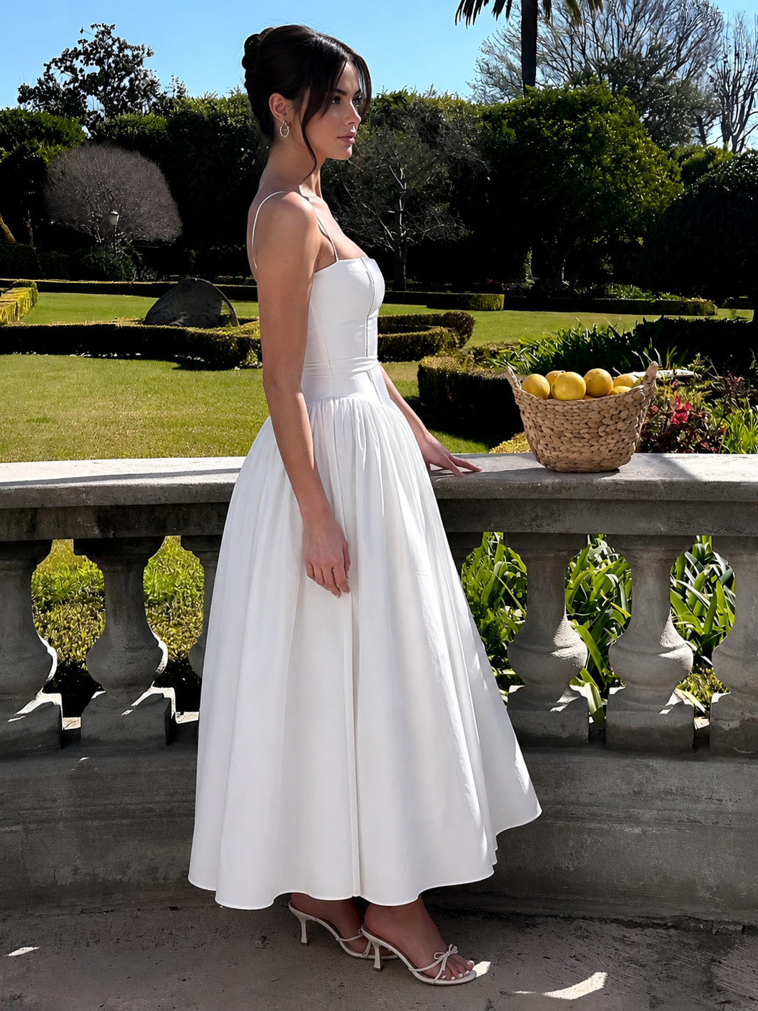 Eloise | Women's Elegant Corset Midi Wedding Guest Dress