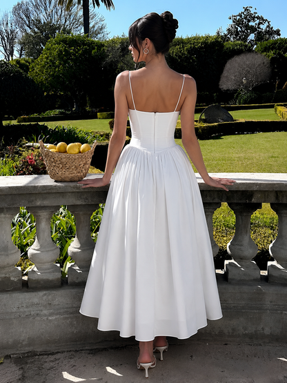 Eloise | Women's Elegant Corset Midi Wedding Guest Dress