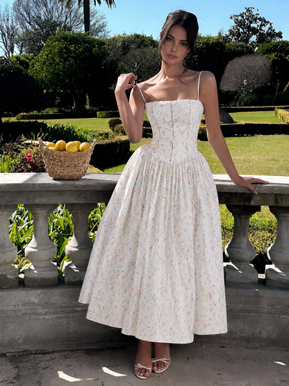 Eloise | Women's Elegant Corset Midi Wedding Guest Dress