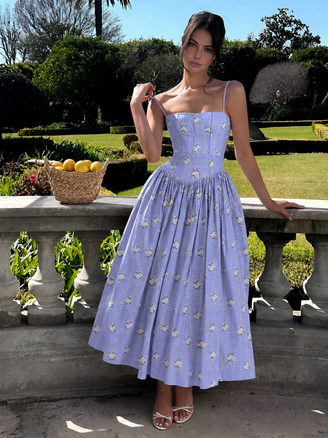 Eloise | Women's Elegant Corset Midi Wedding Guest Dress