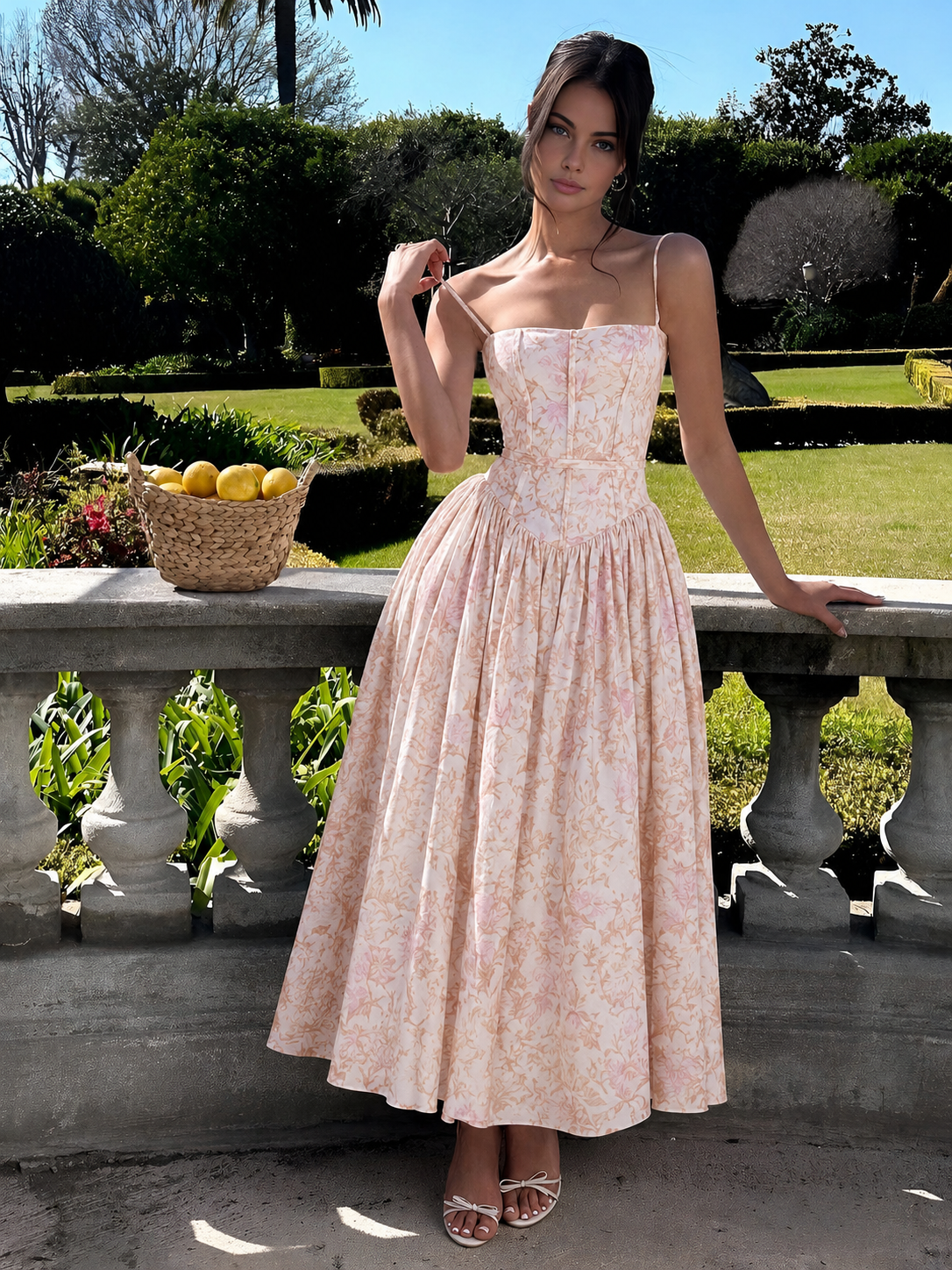 Eloise | Women's Elegant Corset Midi Wedding Guest Dress