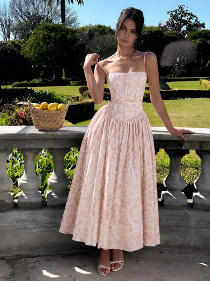 Eloise | Women's Elegant Corset Midi Wedding Guest Dress