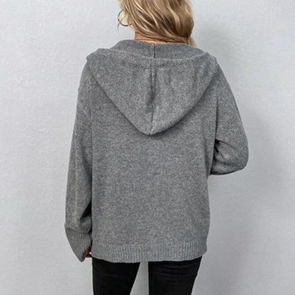 Sunniva | Relaxed Hooded Knit Cardigan with Statement Buttons