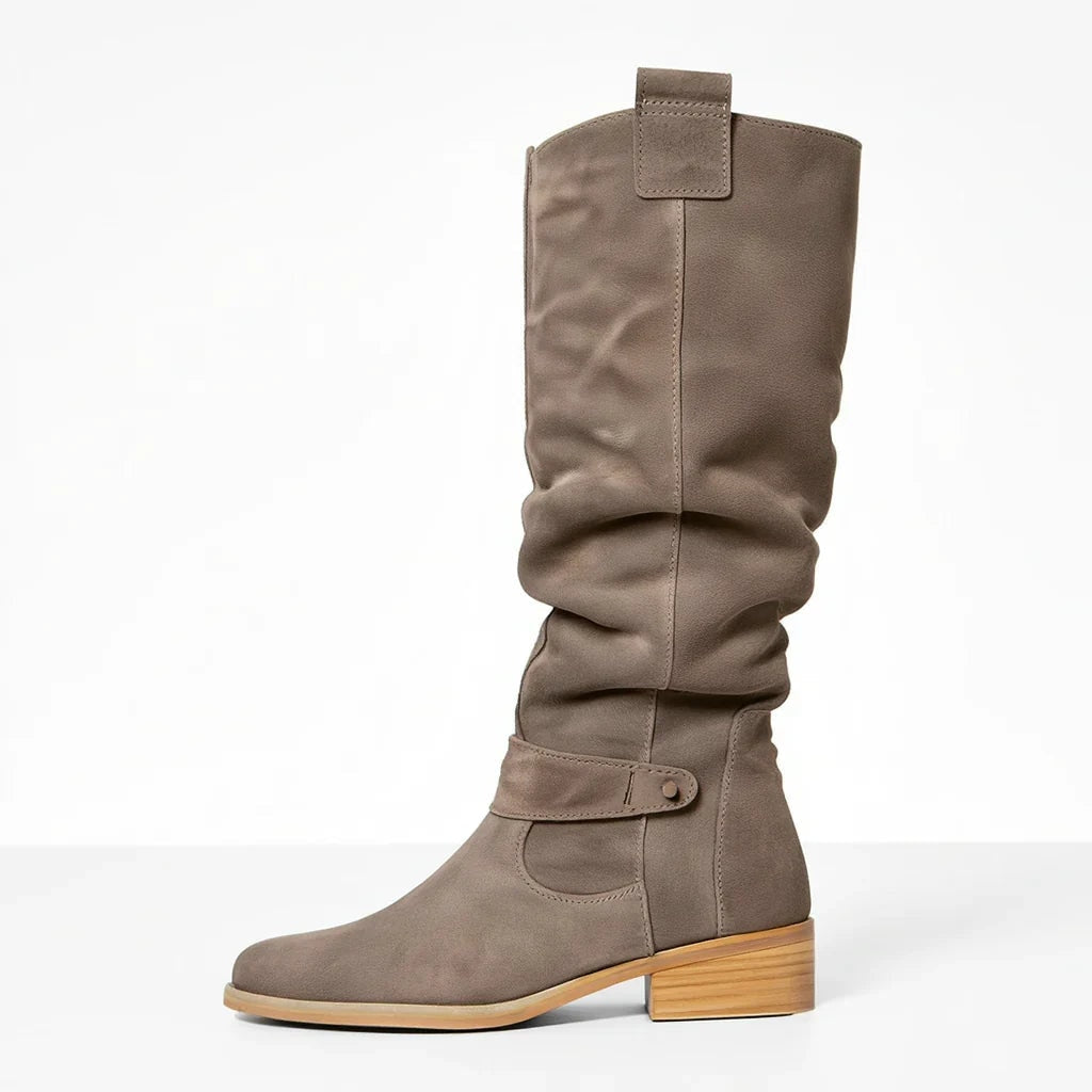 Aldridge | Suede Buckle Knee-High Riding Boots