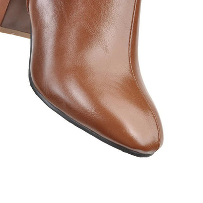 Charlotte | Heeled Knee High Leather Boots with Side Zip