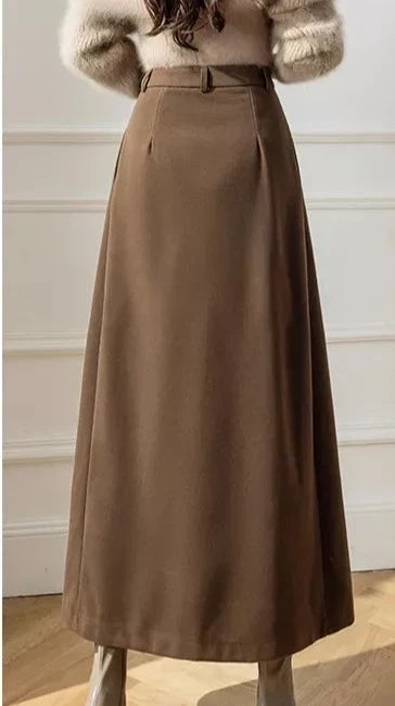Bea | High Waist Pleated A-Line Midi Skirt