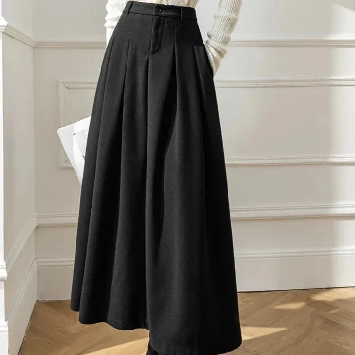 Bea | High Waist Pleated A-Line Midi Skirt