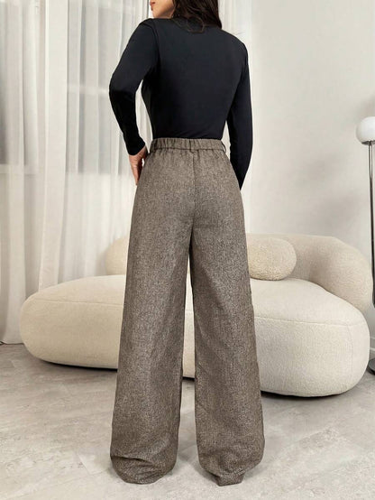 Gigi | Pleated High Waist Wide Leg Trousers with Elasticated Back