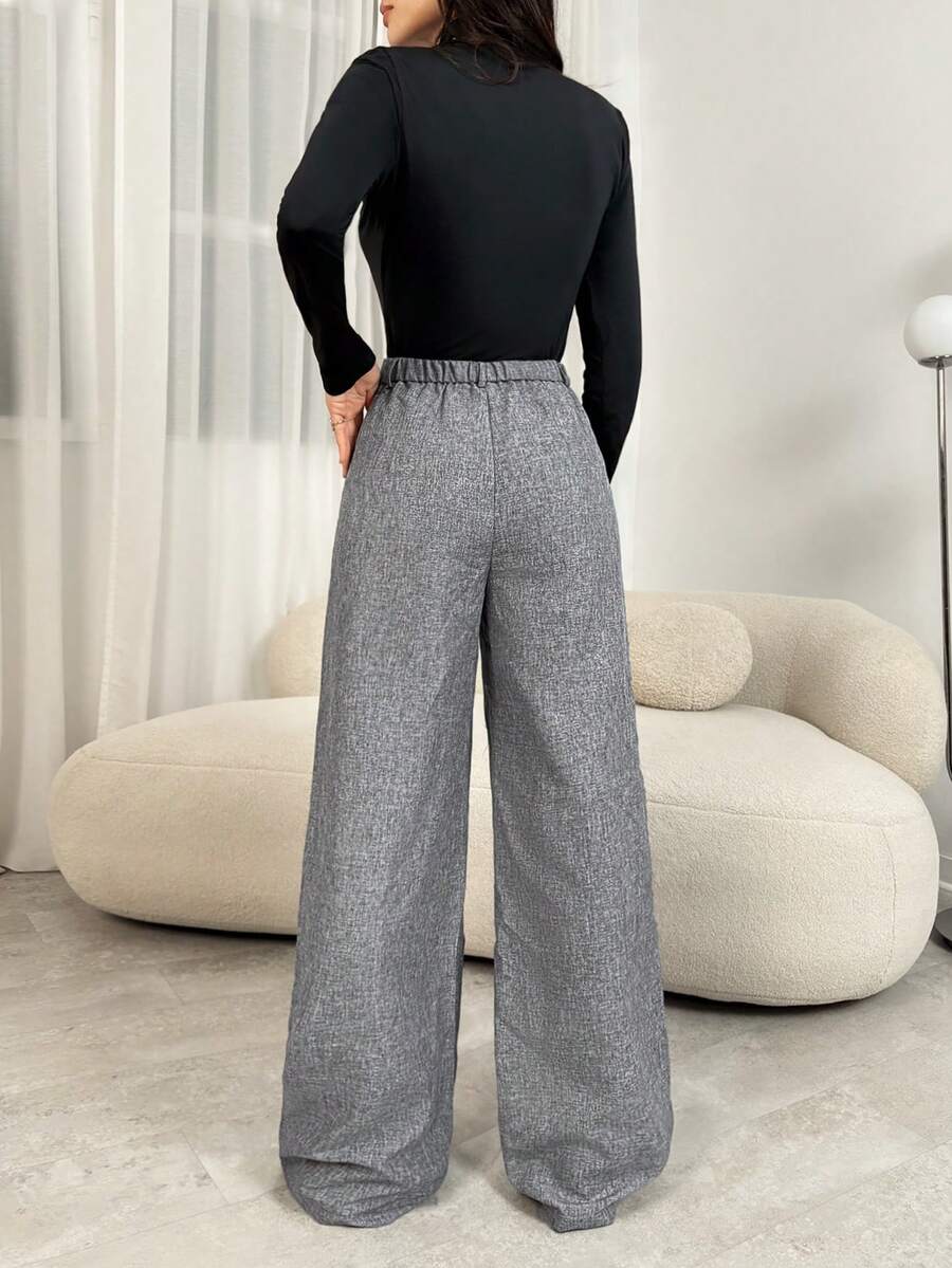 Gigi | Pleated High Waist Wide Leg Trousers with Elasticated Back