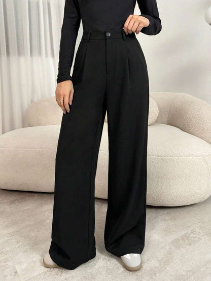 Gigi | Pleated High Waist Wide Leg Trousers with Elasticated Back