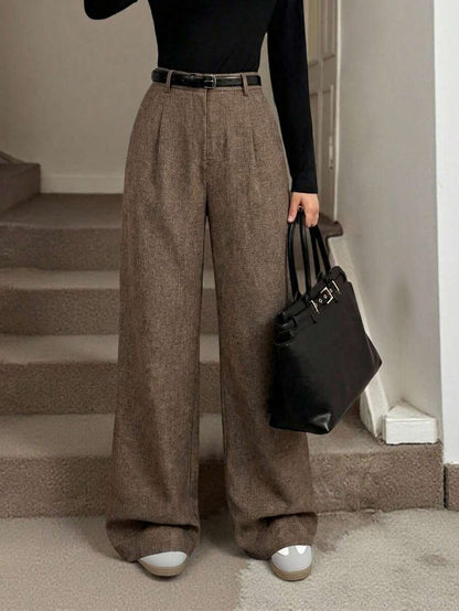 Gigi | Pleated High Waist Wide Leg Trousers with Elasticated Back