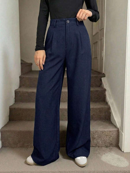 Gigi | Pleated High Waist Wide Leg Trousers with Elasticated Back
