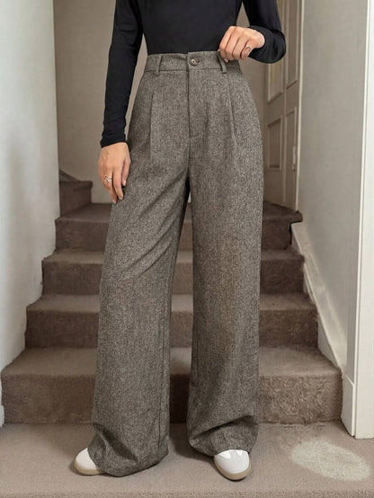 Gigi | Pleated High Waist Wide Leg Trousers with Elasticated Back