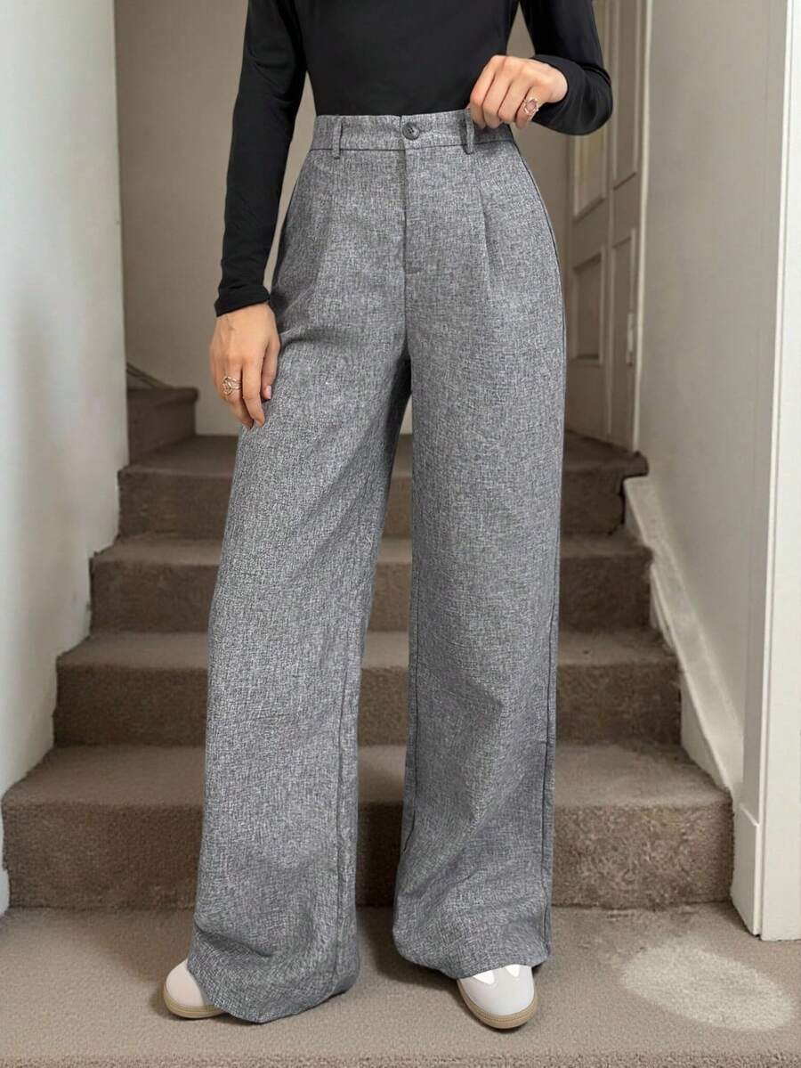Gigi | Pleated High Waist Wide Leg Trousers with Elasticated Back