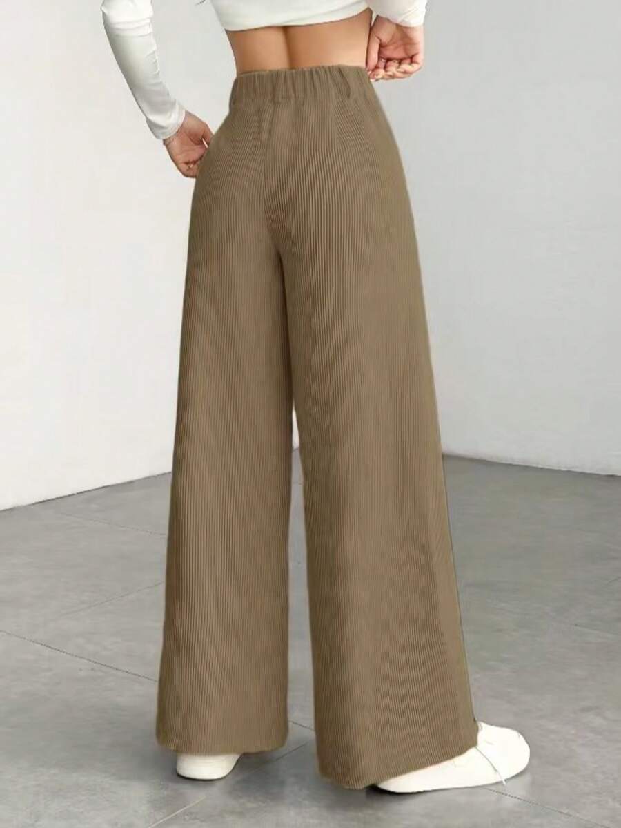 Emer | High Waist Wide Leg Corduroy Trousers with Flap Pockets