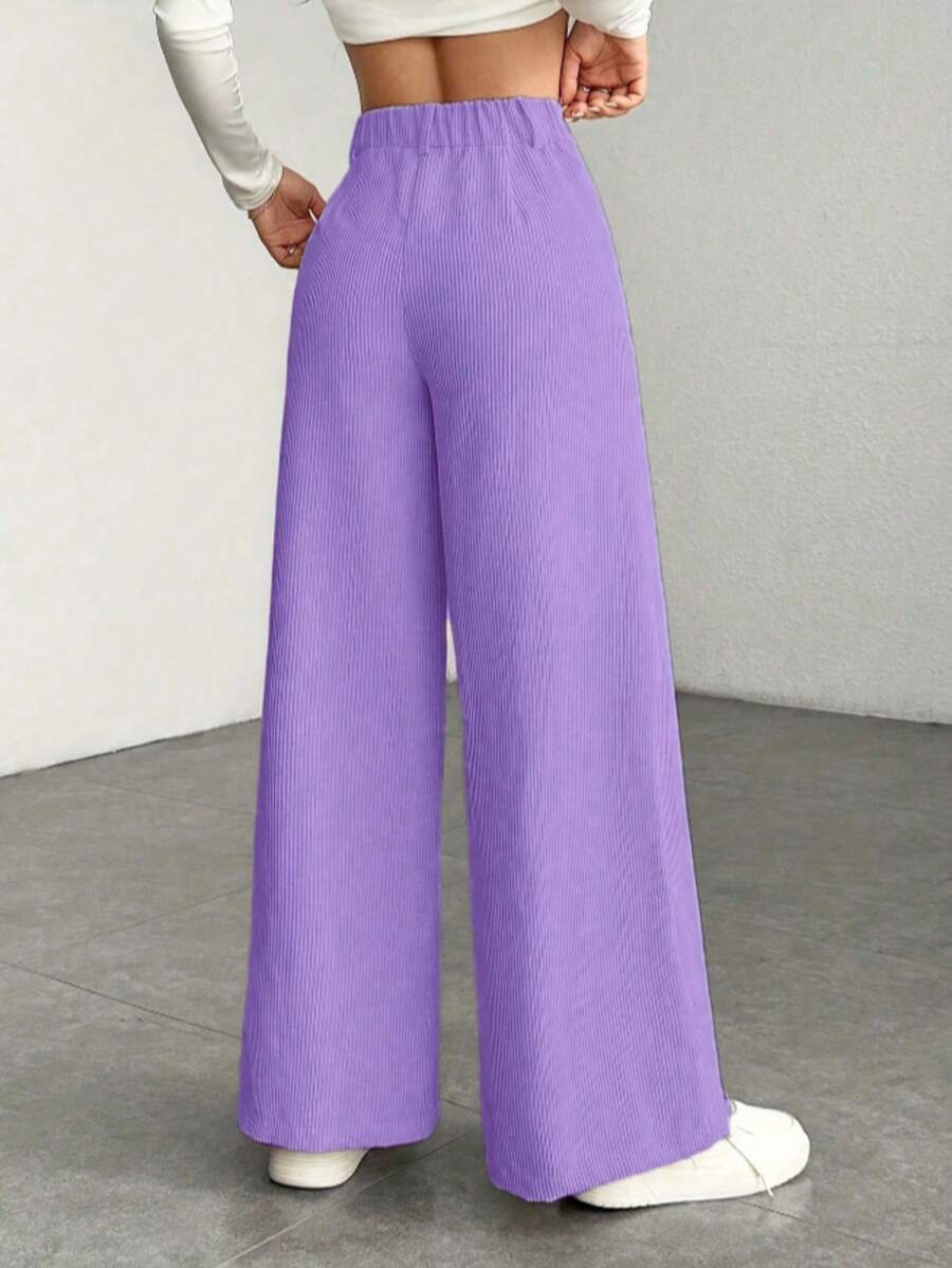 Emer | High Waist Wide Leg Corduroy Trousers with Flap Pockets
