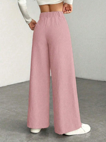 Emer | High Waist Wide Leg Corduroy Trousers with Flap Pockets