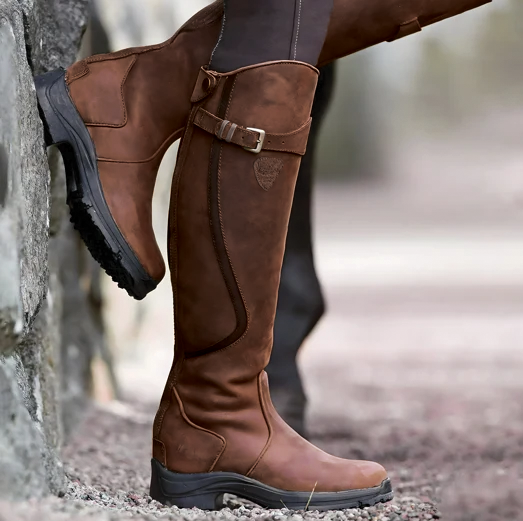 Daisy | Waterproof Leather Buckle Knee High Riding Boots
