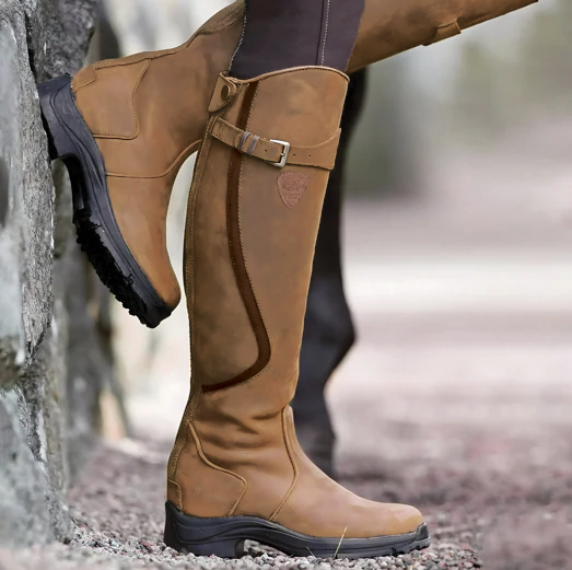 Daisy | Waterproof Leather Buckle Knee High Riding Boots