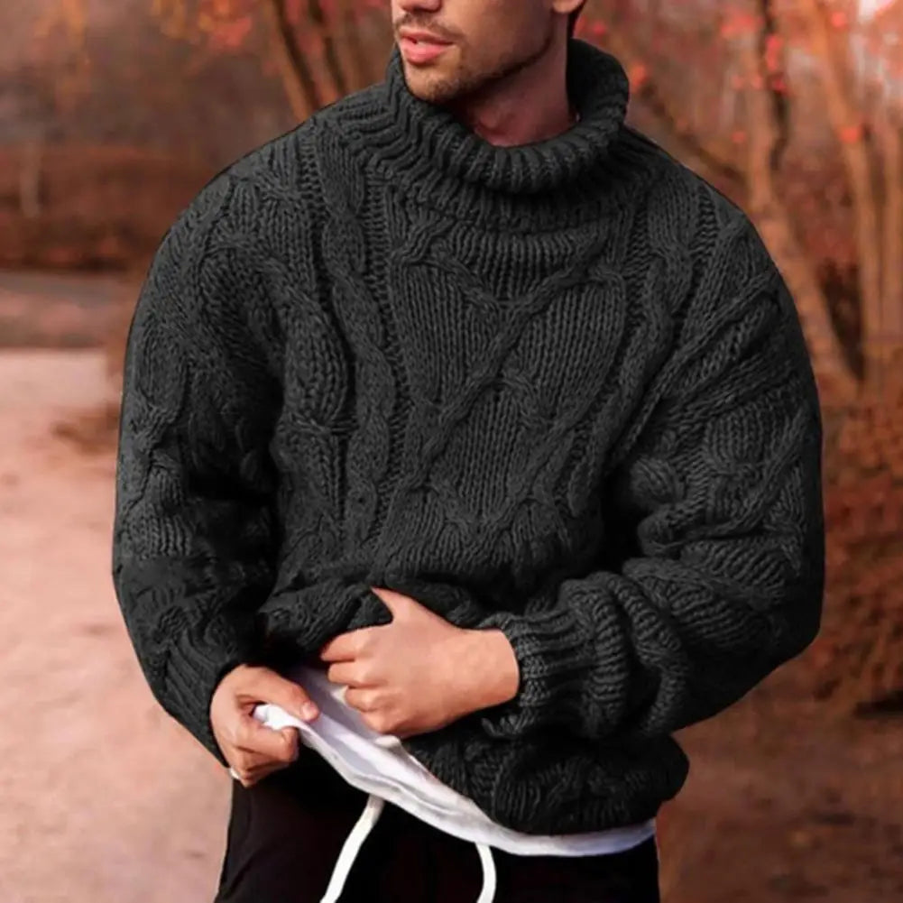 Cedric | Chunky Cable Knit Roll Neck Jumper